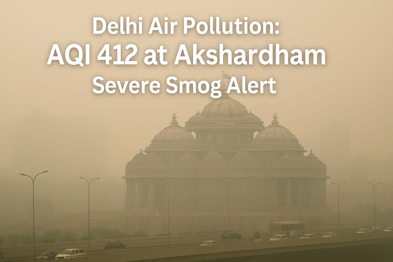 Delhi Air Pollution: AQI 412 at Akshardham